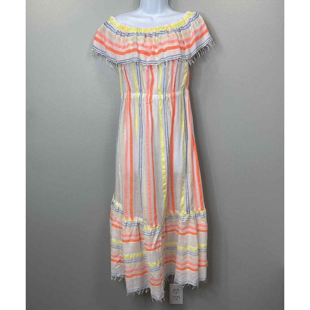 lemlem Tirunesh Beach Dress Size Large‎ White Stripe Sunrise Cotton Gauze